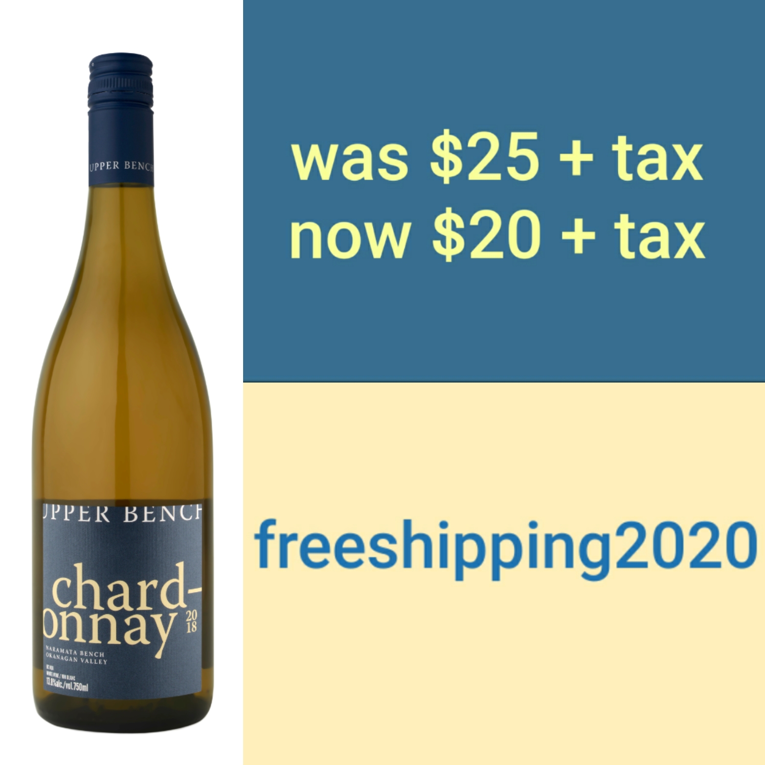 Temporary Price Drop: 2018 Chardonnay now $20 + tax per bottle